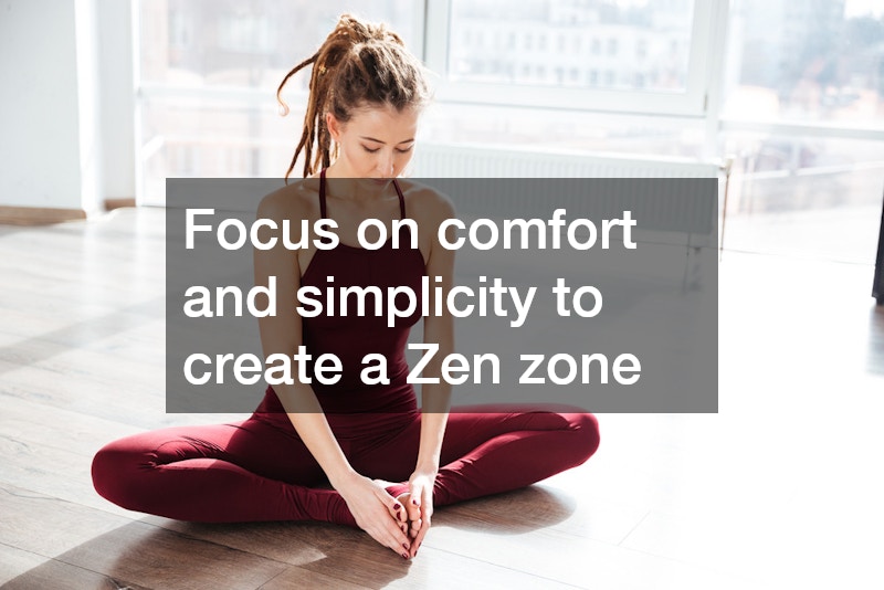 woman in red meditating in a minimalist room